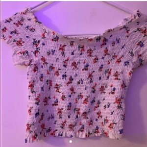 Forever 21 floral white off the shoulder top!!
